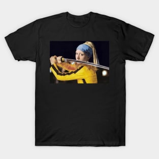 Girl with a Pearl Earring by Vermer and Beatrix Kiddo from Kill Bill T-Shirt